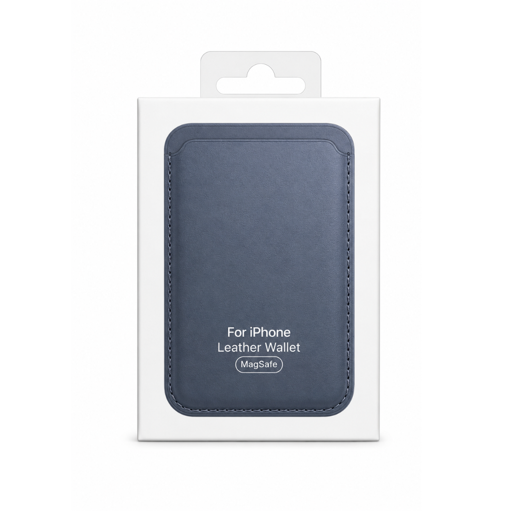 Billetera Azul Oscuro Cuero Magsafe
