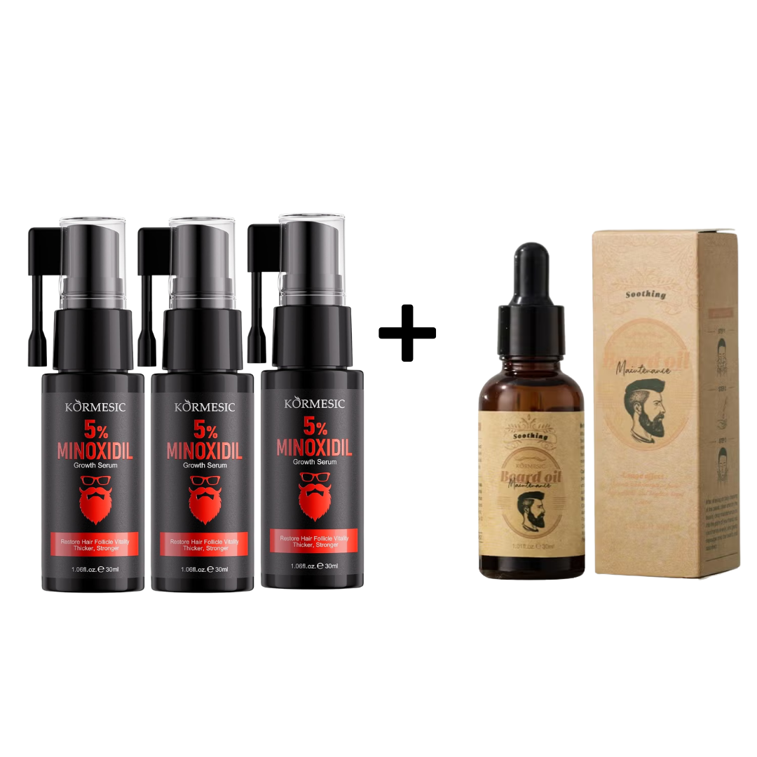 Minoxidil Barba Promo #2 (3 Botes Minoxidil + Beard Oil)