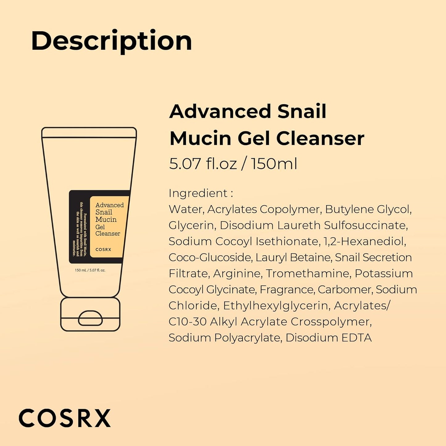 Advanced Snail Mucin Gel Cleanser / 150ml