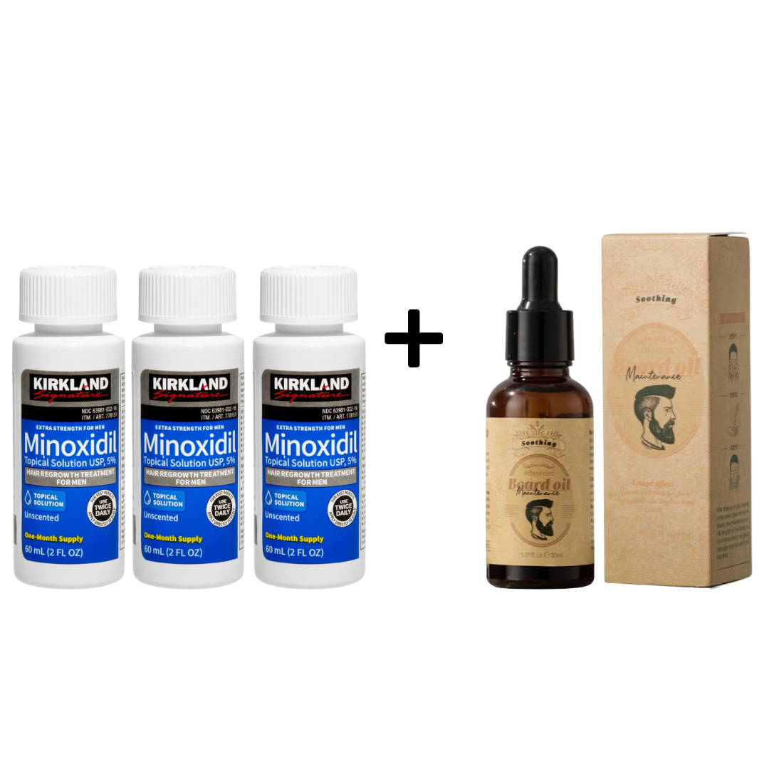 Minoxidil Barba Promo #2 (3 Botes Minoxidil + Beard Oil)